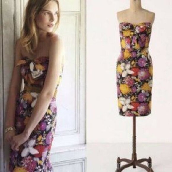 Anthropologie Moulinette Soeurs Tropica Floral Jacquard Strapless Mini Dress 0 - Picture 12 of 12